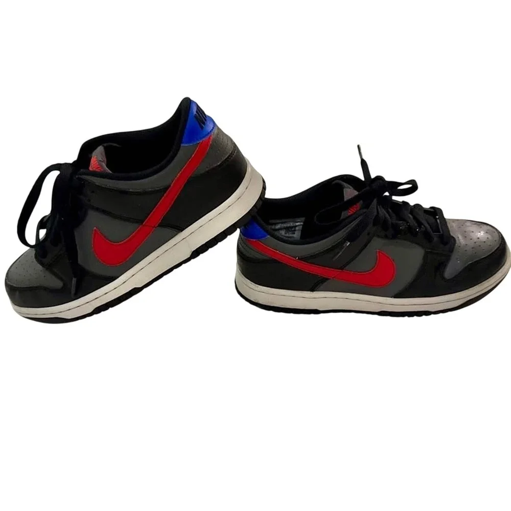 Nike Dunk Low Kids Black Red Blue Swoosh Casual Sneakers‎ Shoes Size 6